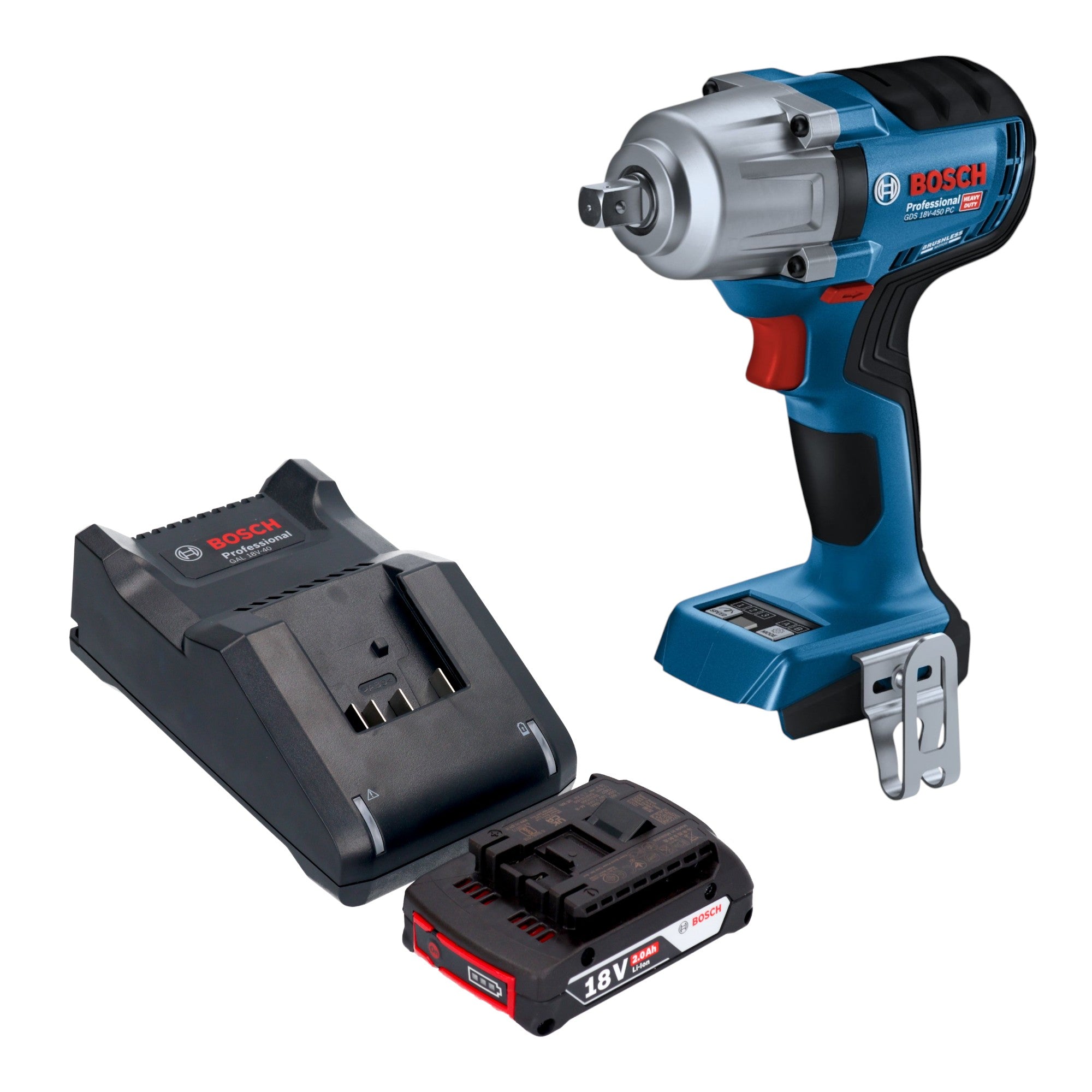 Bosch GDS 18V 450 PC Professional Akku Schlagschrauber 18 V 450 Nm 1 2 Brushless 1x Akku 2 0 Ah Ladegeraet 0 - toolbrothers