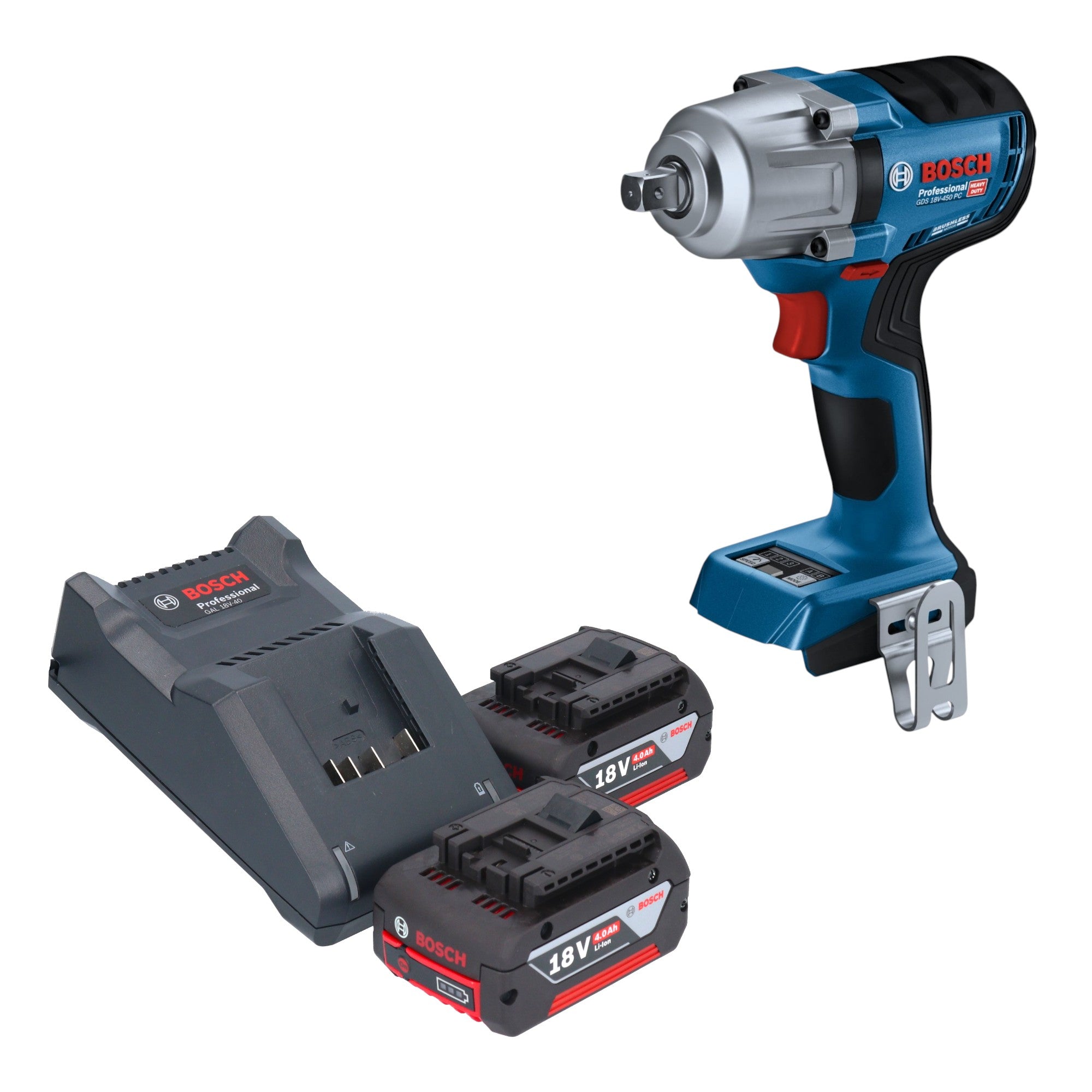 Bosch GDS 18V 450 PC Professional Akku Schlagschrauber 18 V 450 Nm 1 2 Brushless 2x Akku 4 0 Ah Ladegeraet 0 - toolbrothers