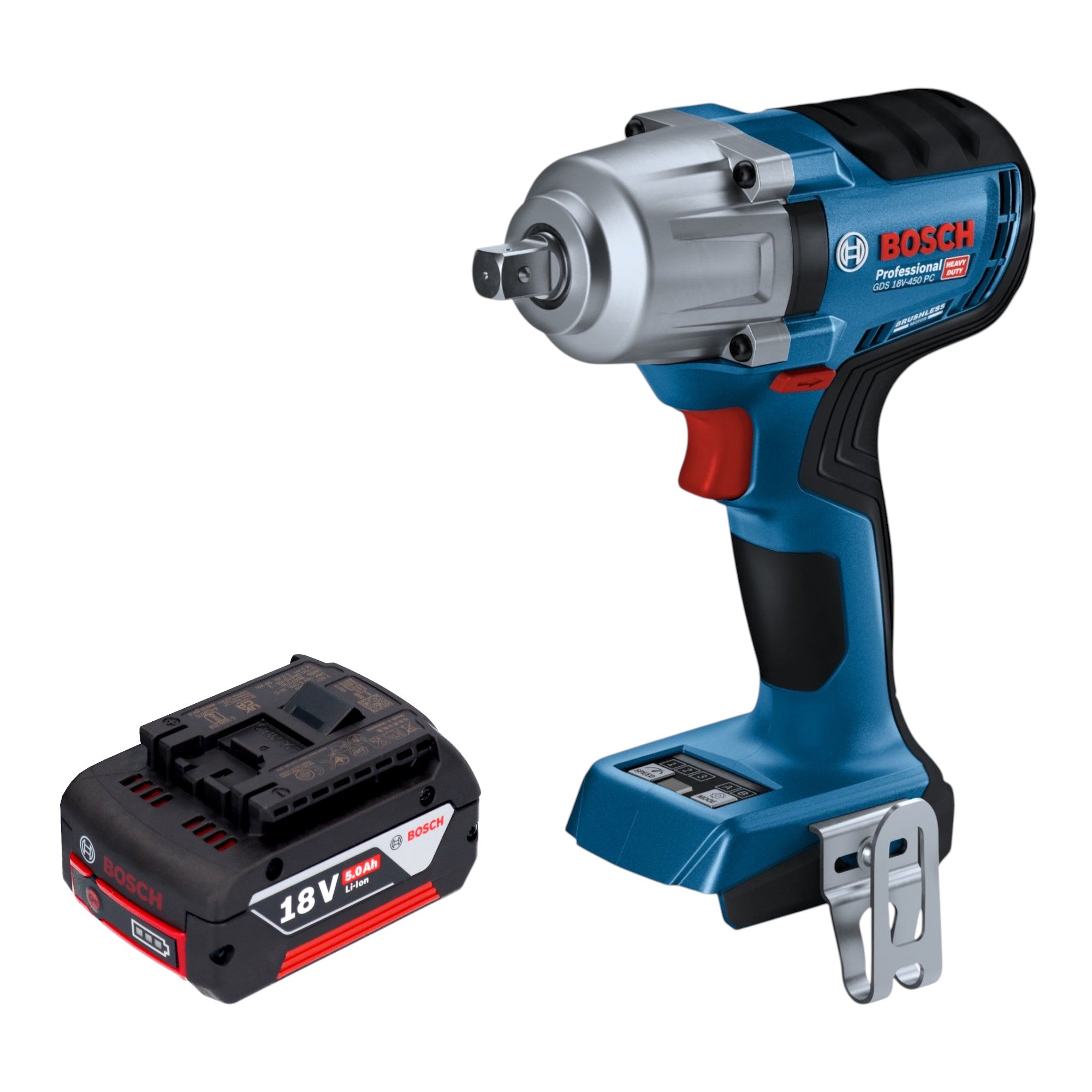 Bosch GDS 18V 450 PC Professional Akku Schlagschrauber 18 V 450 Nm 1 2 Brushless 1x Akku 5 0 Ah ohne Ladegeraet 0 - toolbrothers