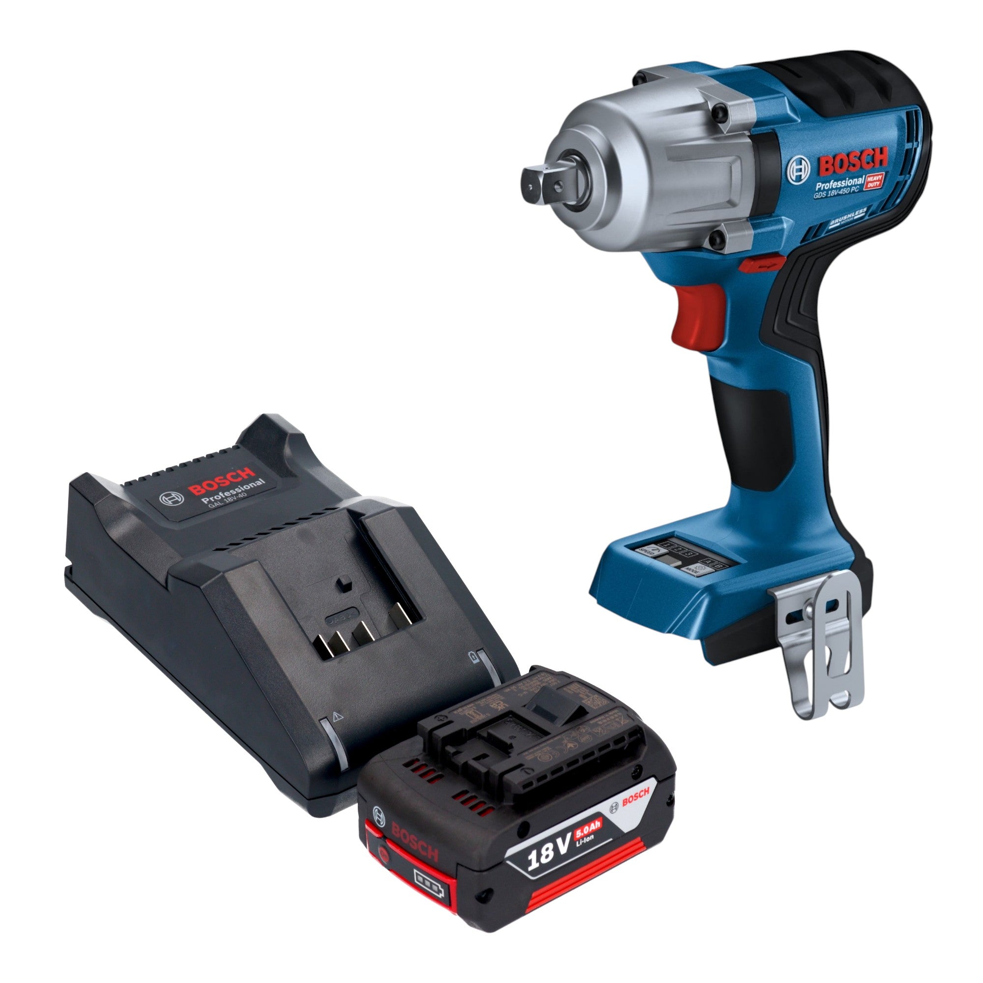 Bosch GDS 18V 450 PC Professional Akku Schlagschrauber 18 V 450 Nm 1 2 Brushless 1x Akku 5 0 Ah Ladegeraet 0 - toolbrothers