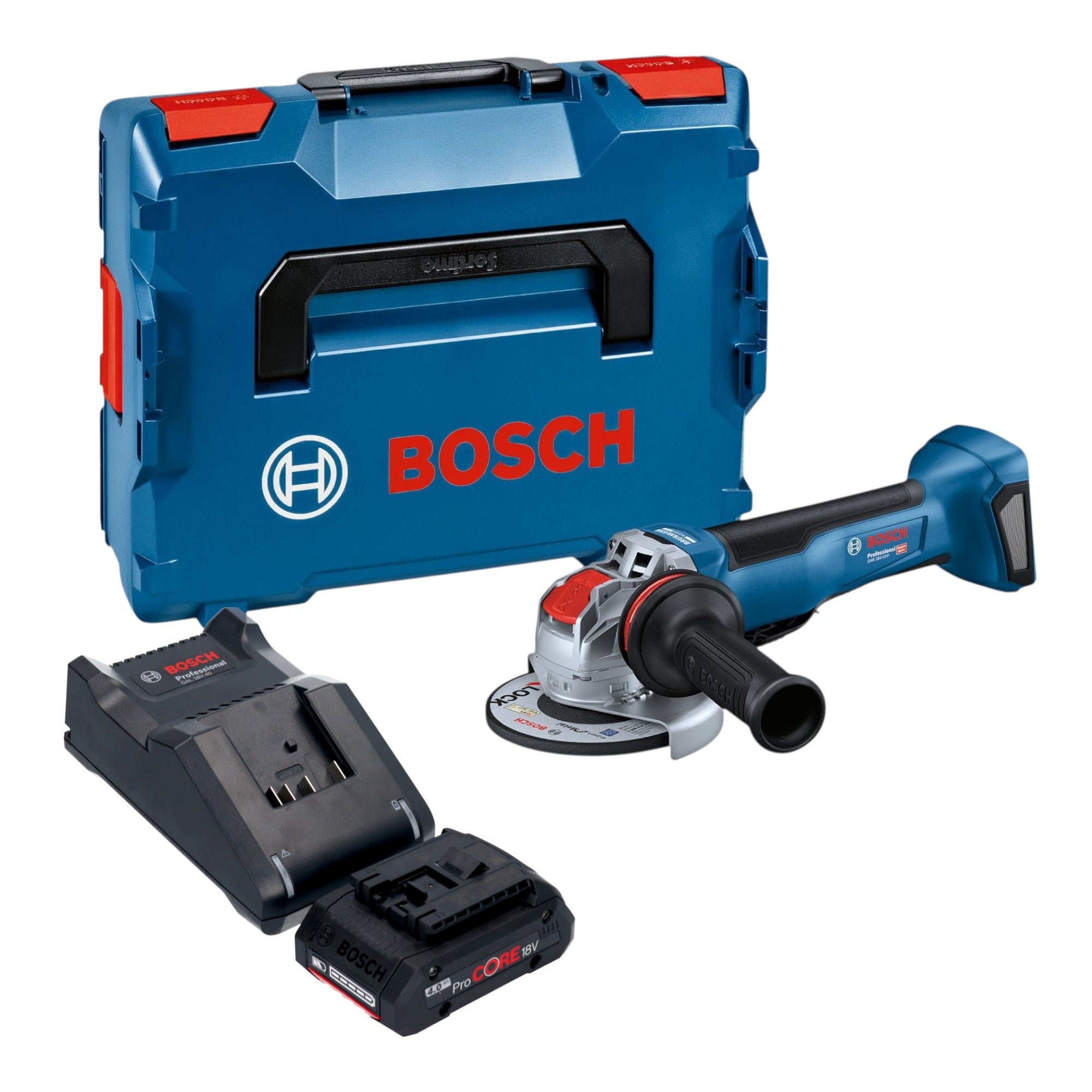 Bosch GWX 18V 10 P Professional Akku Winkelschleifer 18 V 125 mm X LOCK Brushless 1x ProCORE Akku 4 0 Ah Ladegeraet L Boxx 0 - toolbrothers