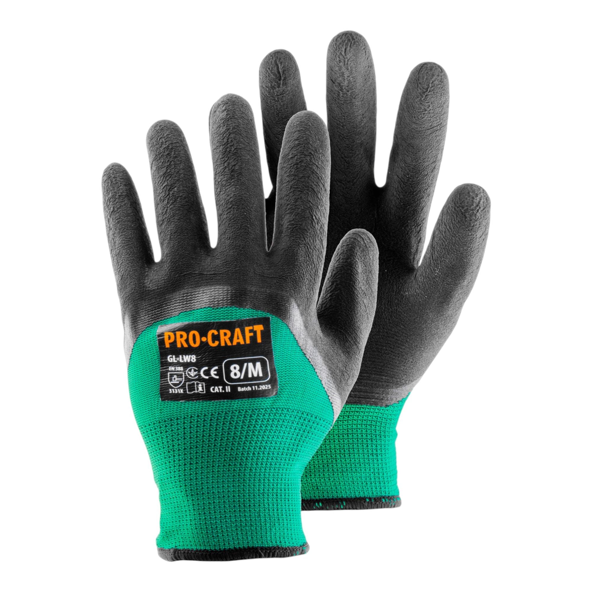 Procraft GL LW9 Arbeits handschuhe mit Latex beschichtung 1 Paar Groesse L 0 - toolbrothers