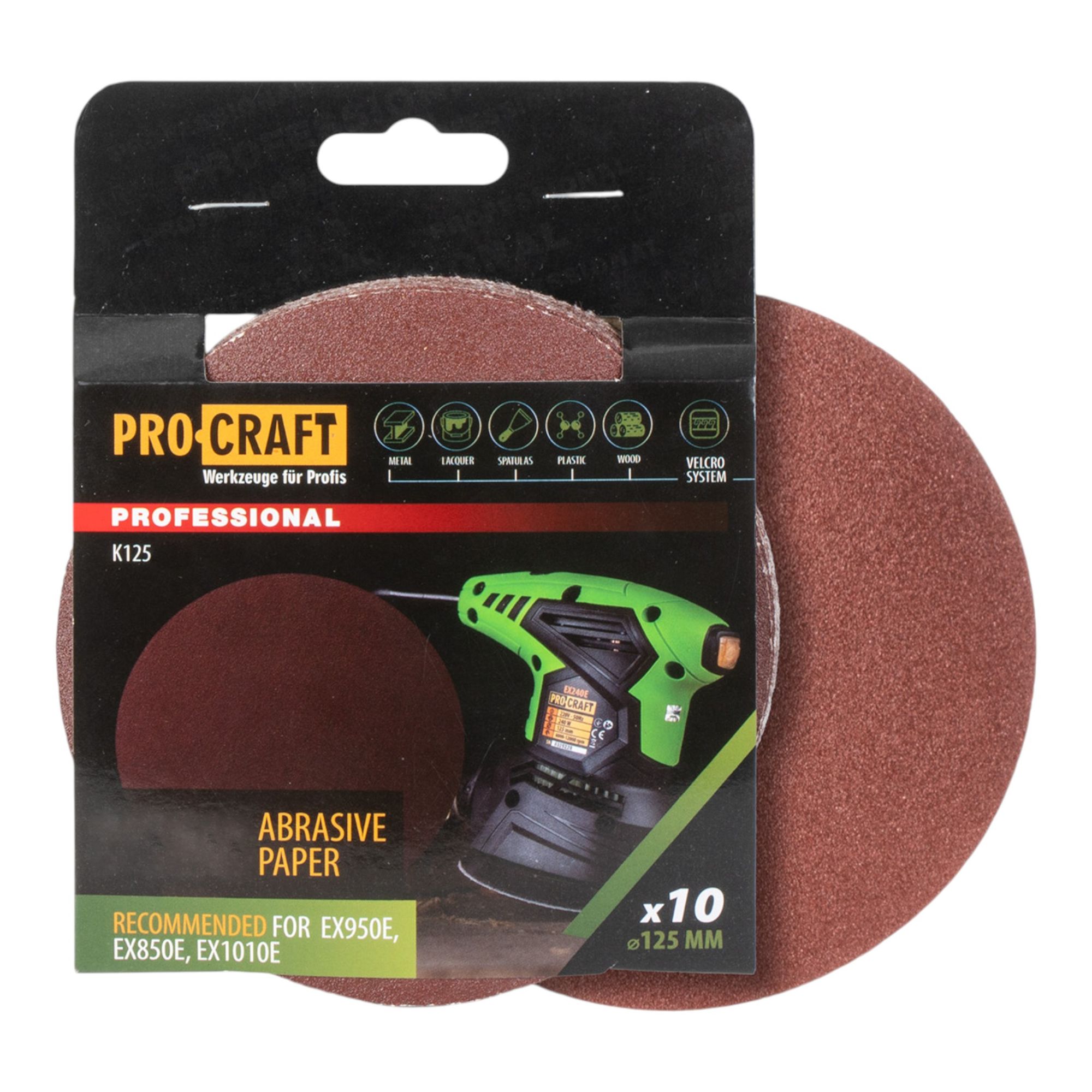 Procraft K125 240 Schleifpapier Klett 125 mm P240 10 Stk fuer Exzenterschleifer 1 - toolbrothers