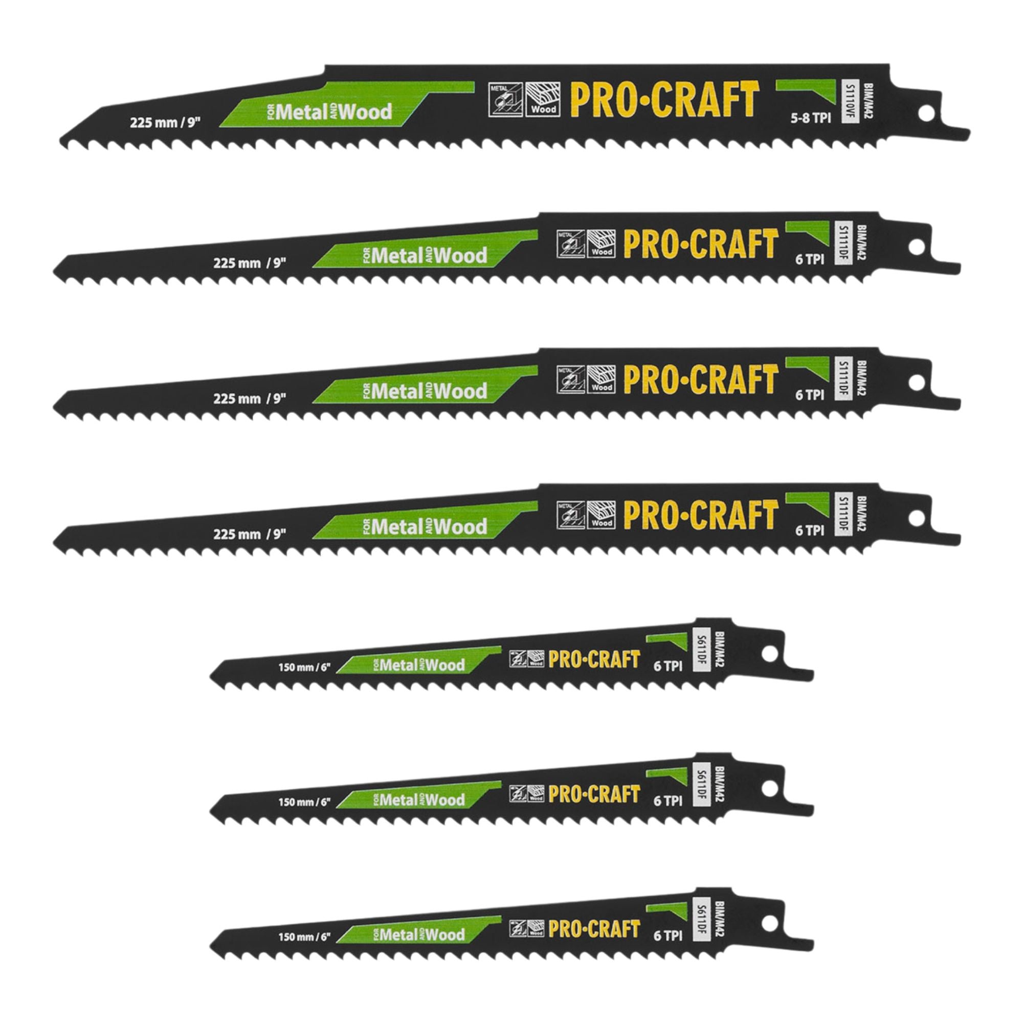 Procraft SB12 Saebelsaegeblatt Set 12 tlg 150 225 mm fuer Holz Metall Kunststoff 3 - toolbrothers