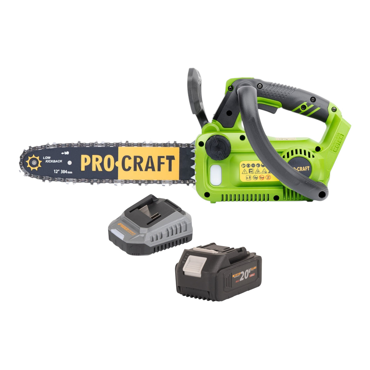 Procraft PKA42Libb Tronçonneuse à chaîne sans fil 20 V 304 mm Brushless Solo - sans batterie, sans chargeur