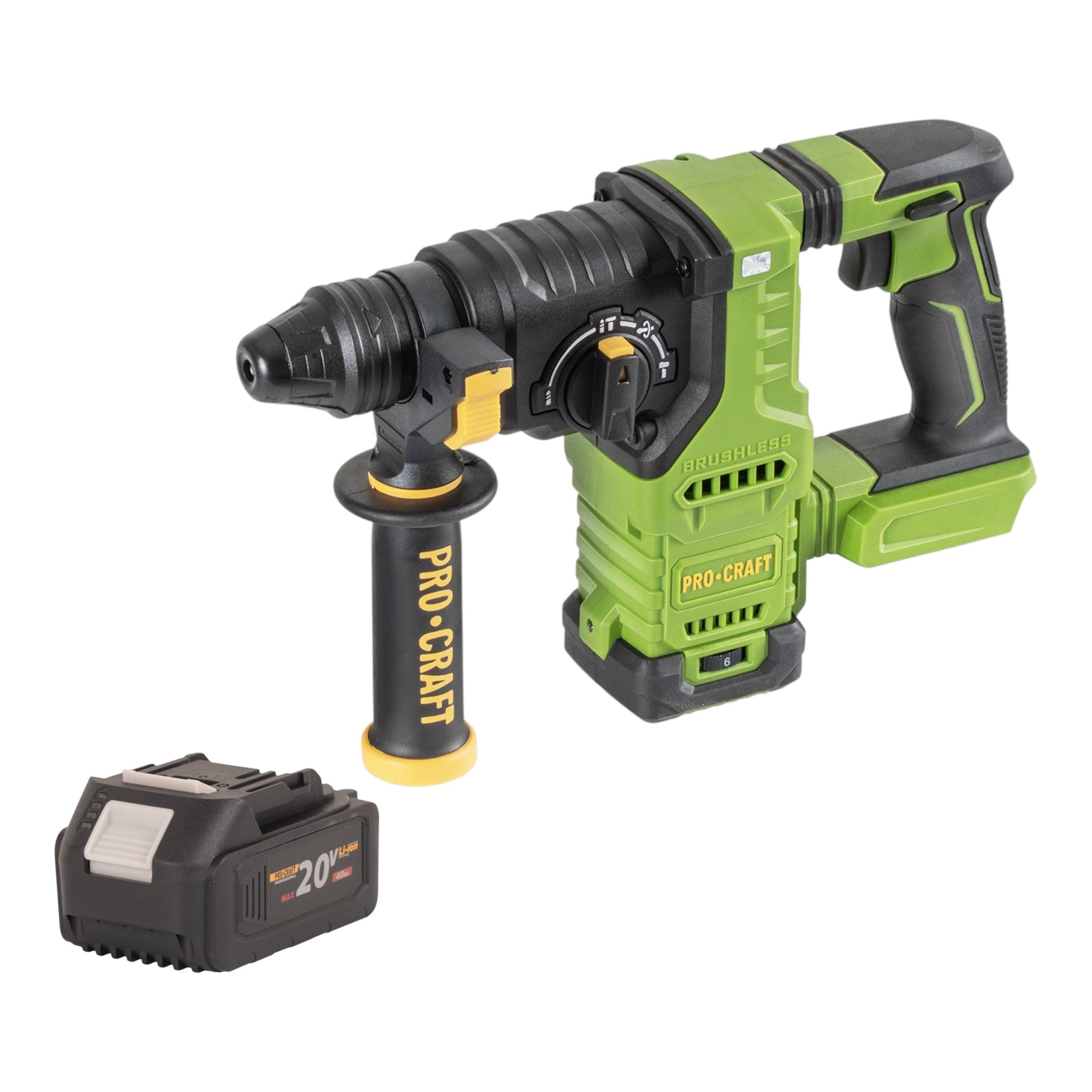 Procraft PHA30bb Akku Bohrhammer 20 V 2 8 J SDS plus Brushless 1x Akku 4 0 Ah ohne Ladegeraet 0 - toolbrothers
