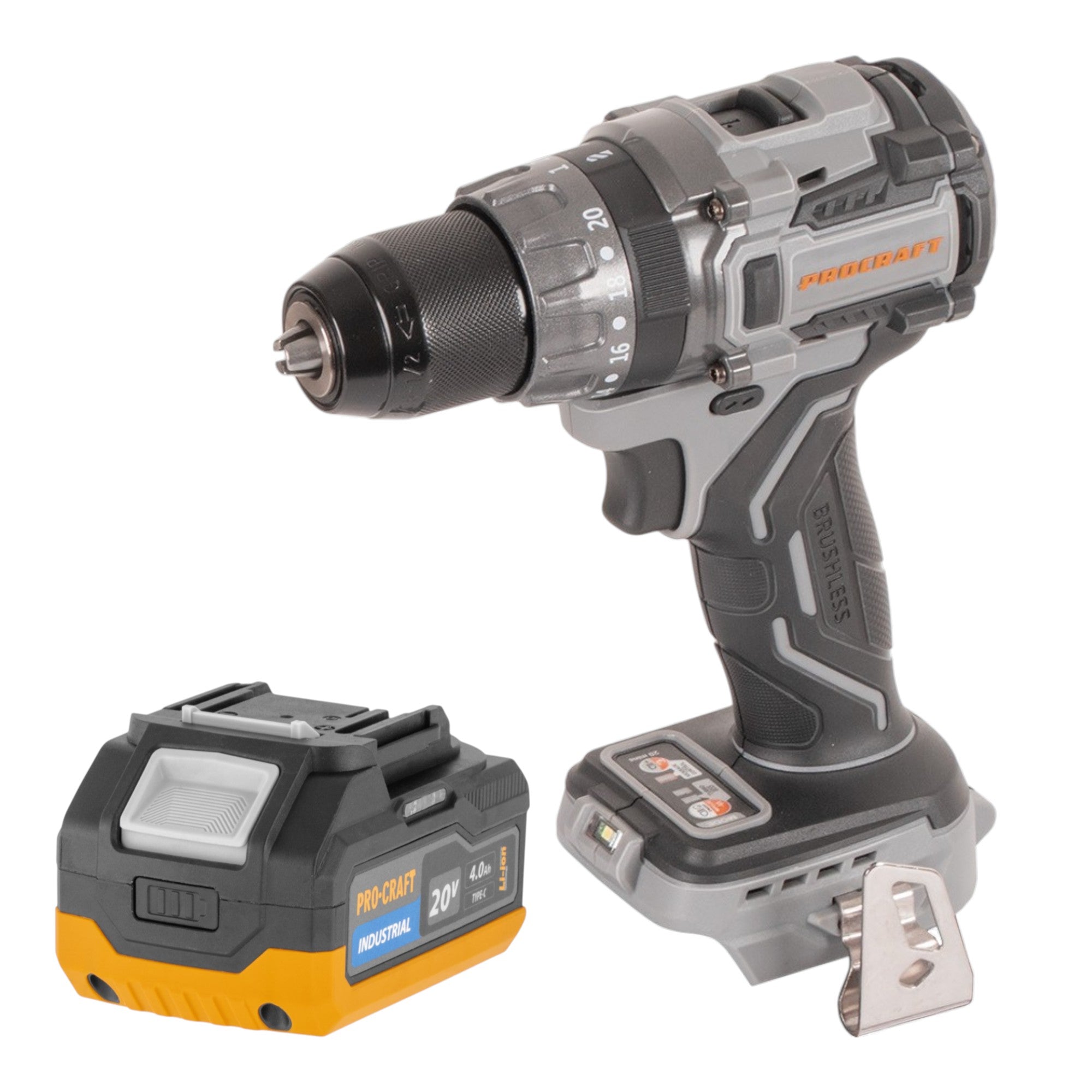 Procraft Industrial CD20Abb Akku Schlagbohrschrauber 20 V 85 Nm 1x Akku 4 0 Ah ohne Ladegeraet 0 - toolbrothers