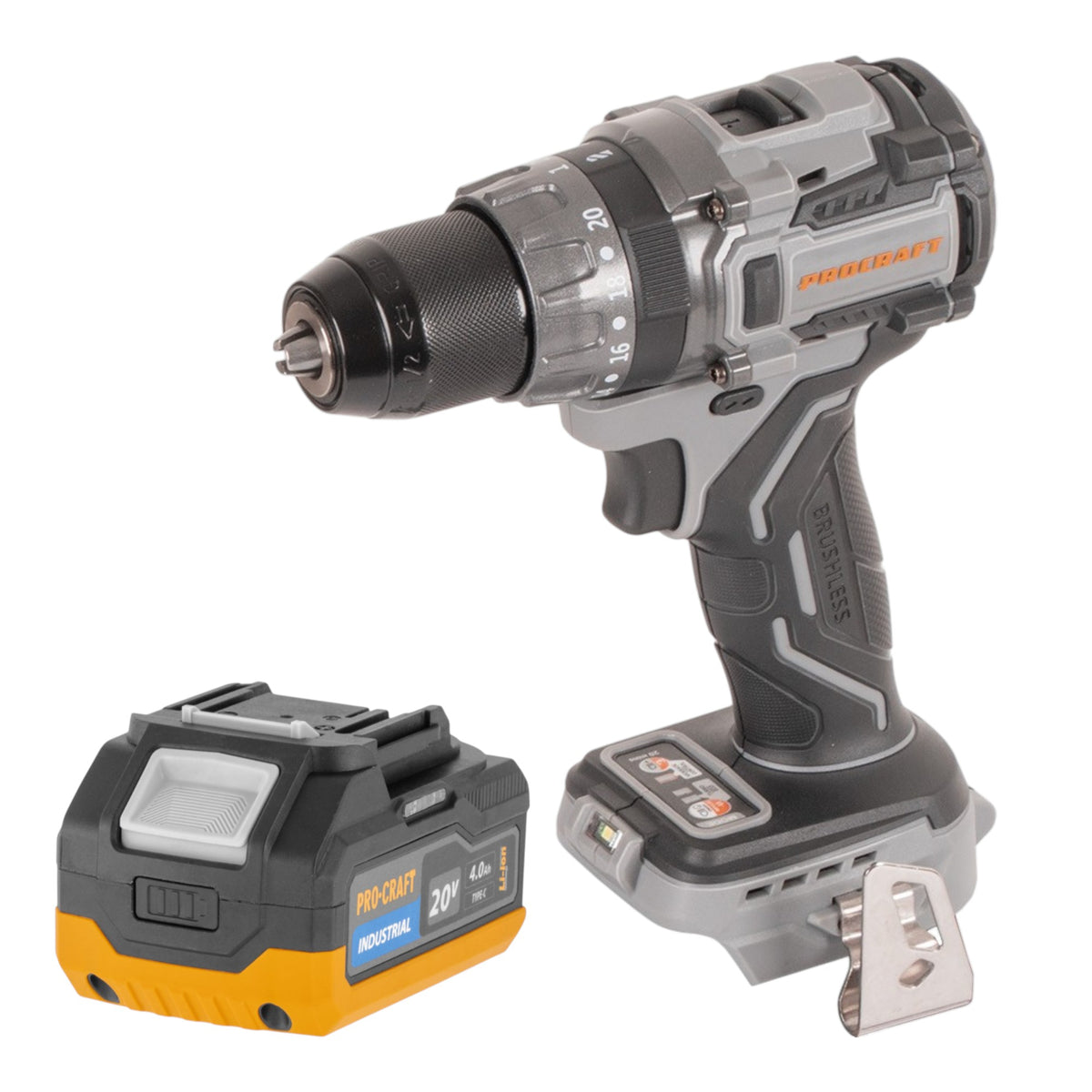 Procraft Industrial CD20Abb Perceuse-visseuse à percussion sans fil 20 V 85 Nm Solo - sans batterie, sans chargeur