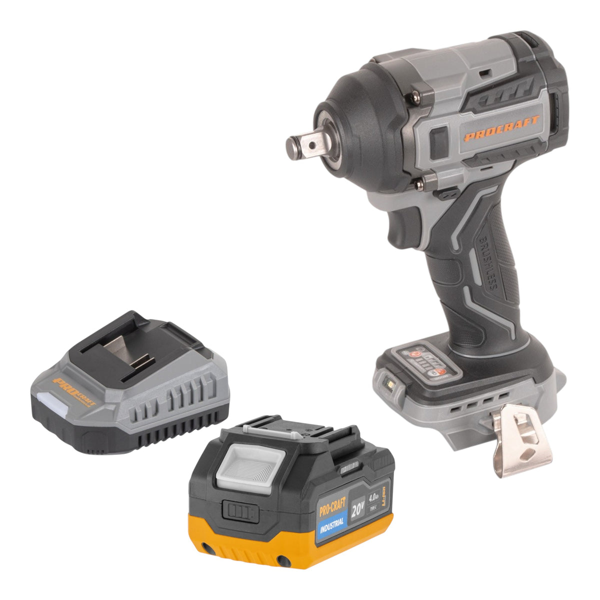 Procraft Industrial IW550Abb Clé à choc sans fil 20 V 550 Nm 1/2" Solo - sans batterie, sans chargeur