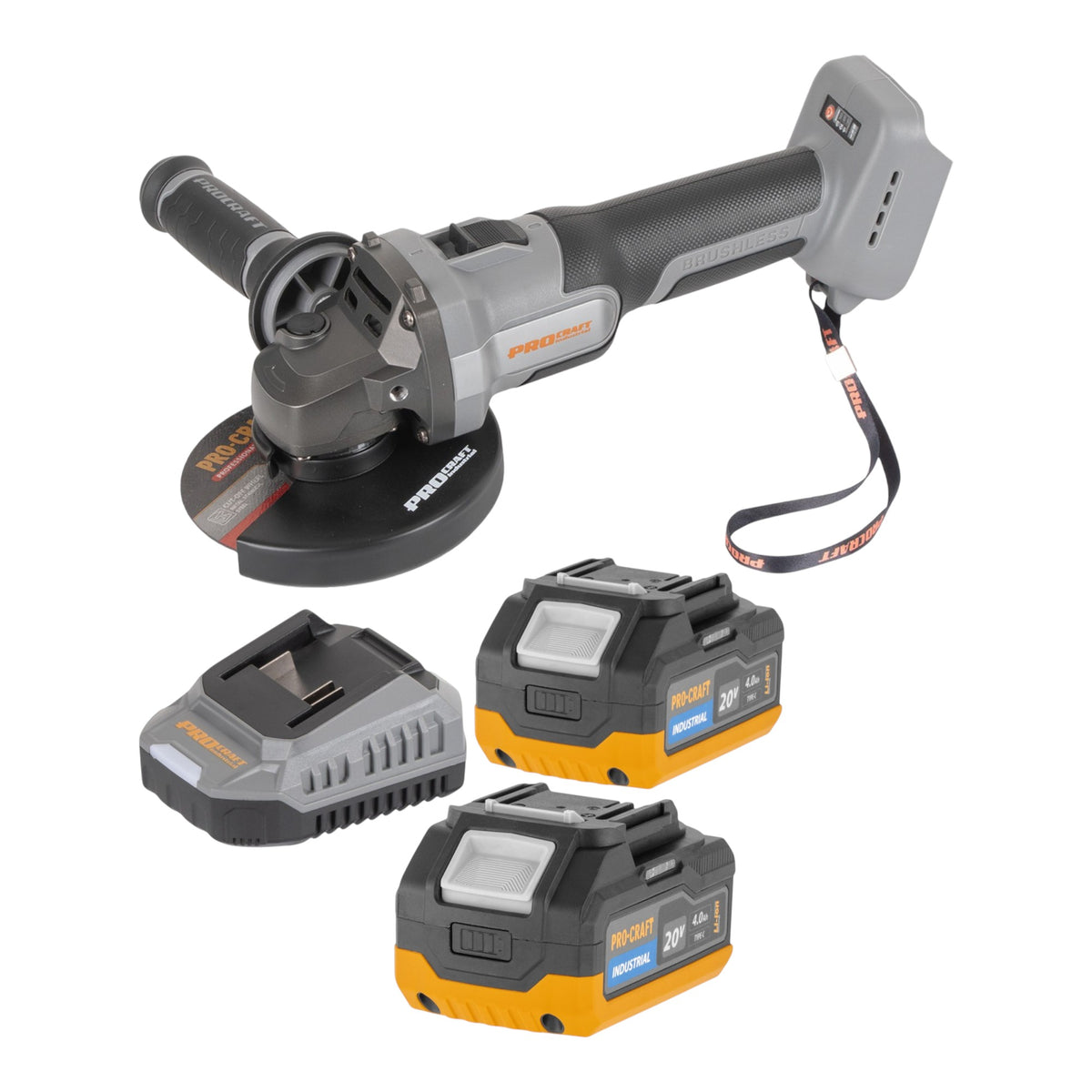 Meuleuse d'angle sans fil Procraft Industrial AG125Abb 20 V 125 mm Brushless Solo - sans batterie, sans chargeur