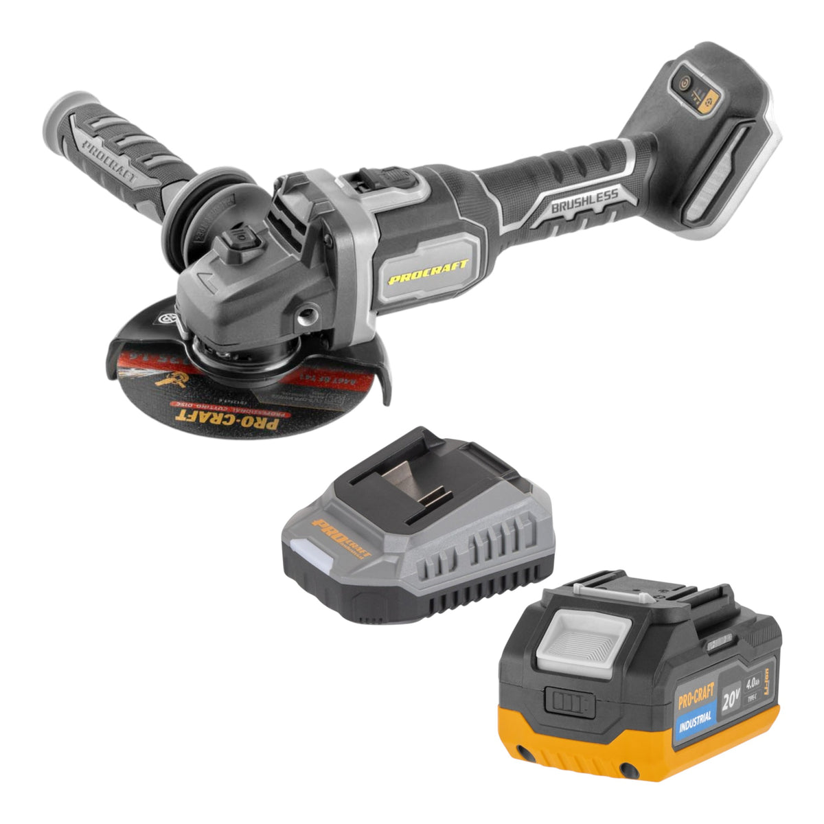 Meuleuse d'angle sans fil Procraft Industrial AG125Bbb 20 V 125 mm Brushless Solo - sans batterie, sans chargeur