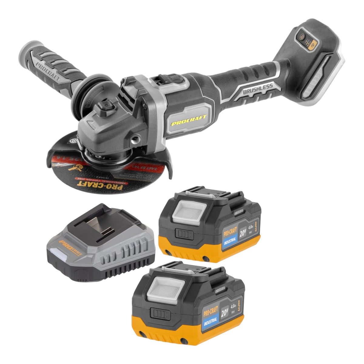 Meuleuse d'angle sans fil Procraft Industrial AG125Bbb 20 V 125 mm Brushless Solo - sans batterie, sans chargeur