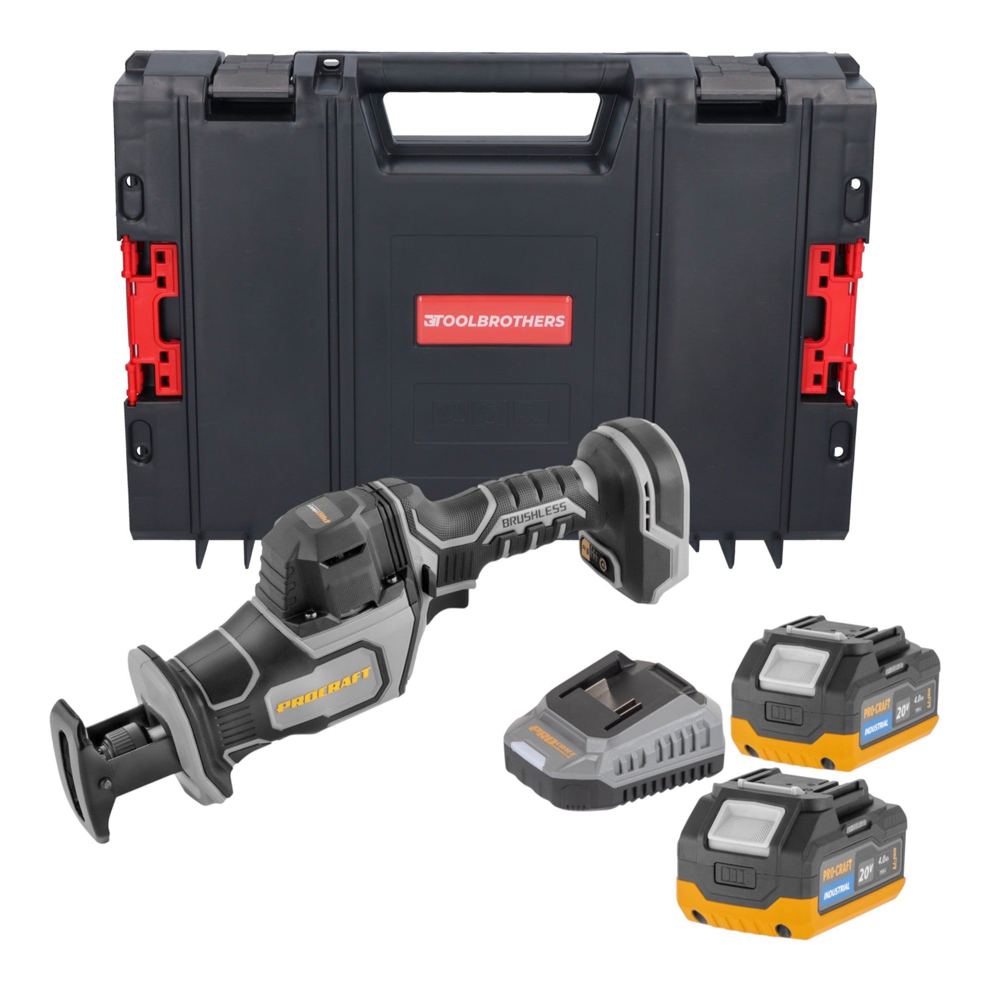 Procraft Industrial RS20Abb Recipro Saebelsaege 20 V Brushless 2x Akku 4 0 Ah Ladegeraet RHINO Toolcase 0 - toolbrothers