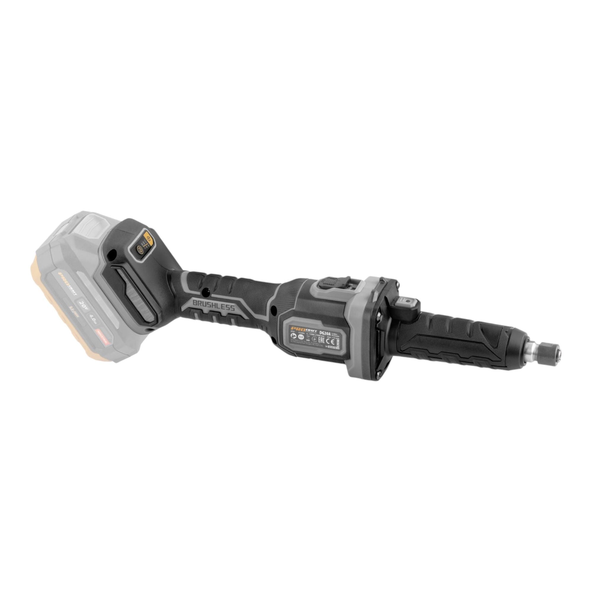 Procraft Industrial DG20A BB Akku Geradschleifer 20 V 6 mm Brushless 2x Akku 4 0 Ah Ladegeraet 4 - toolbrothers