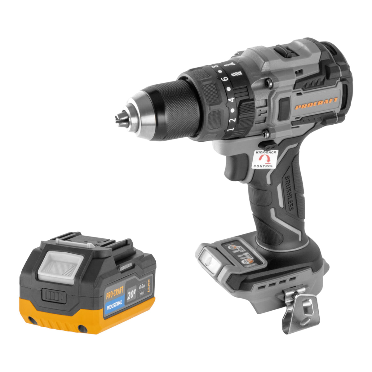 Perceuse-visseuse à percussion sans fil Procraft Industrial CD20B-BB 20 V 150 Nm Brushless Solo - sans batterie, sans chargeur