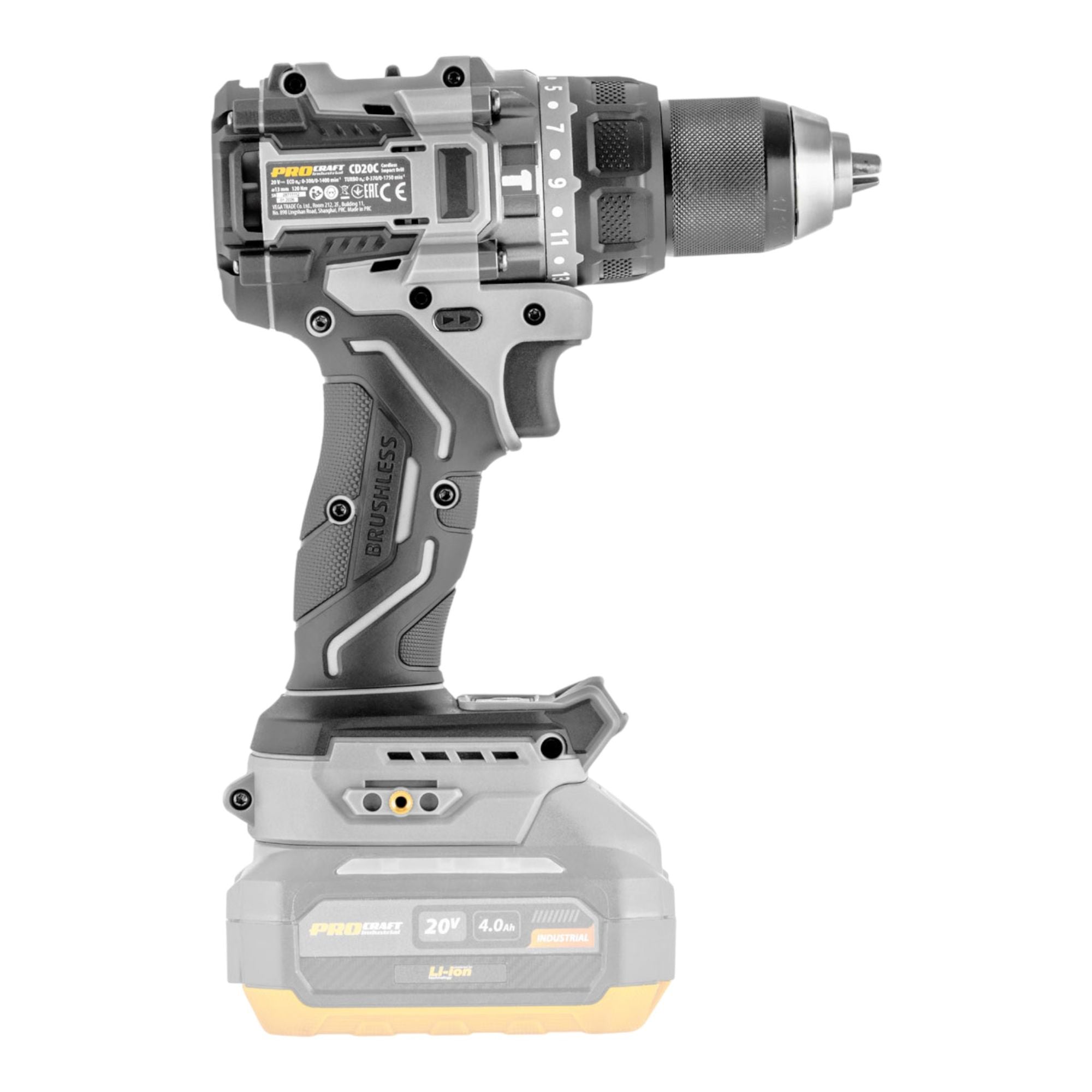 ProCraft Industrial CD20C BB Akku Schlagbohrschrauber 20 V 120 Nm Brushless 1x Akku 4 0 Ah Ladegeraet 4 - toolbrothers