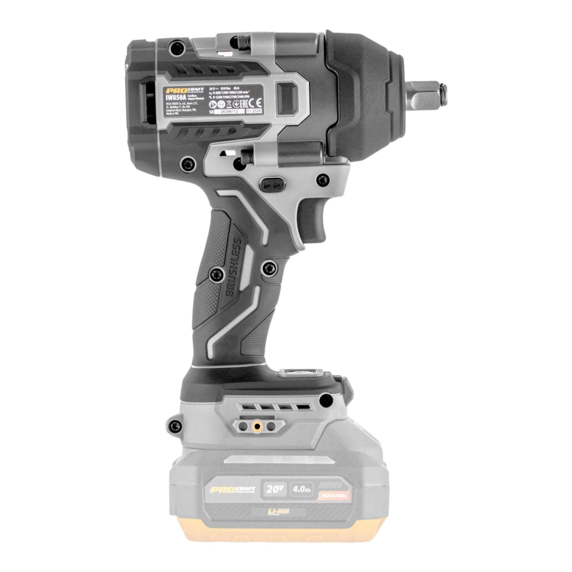 ProCraft Industrial IW850A BB Akku Schlagschrauber 20 V 850 Nm 1 2 Brushless 1x Akku 4 0 Ah Ladegeraet 4 - toolbrothers