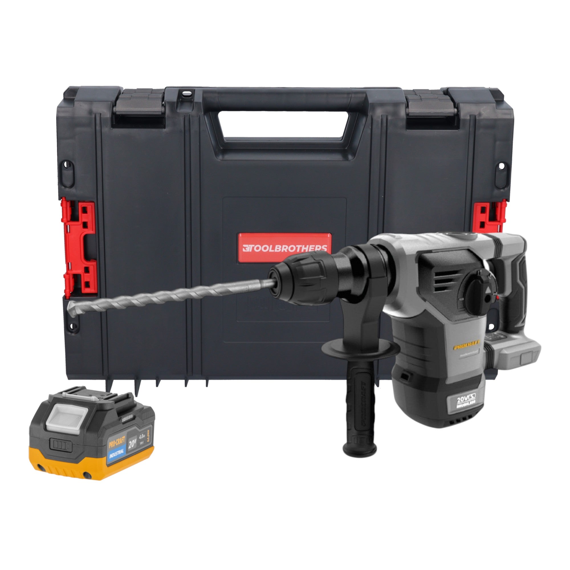 Procraft Industrial HD20B BB Akku Kombihammer 20 V 5 J SDS plus Brushless 1x Akku 4 0 Ah RHINO Toolcase ohne Ladegeraet 0 - toolbrothers