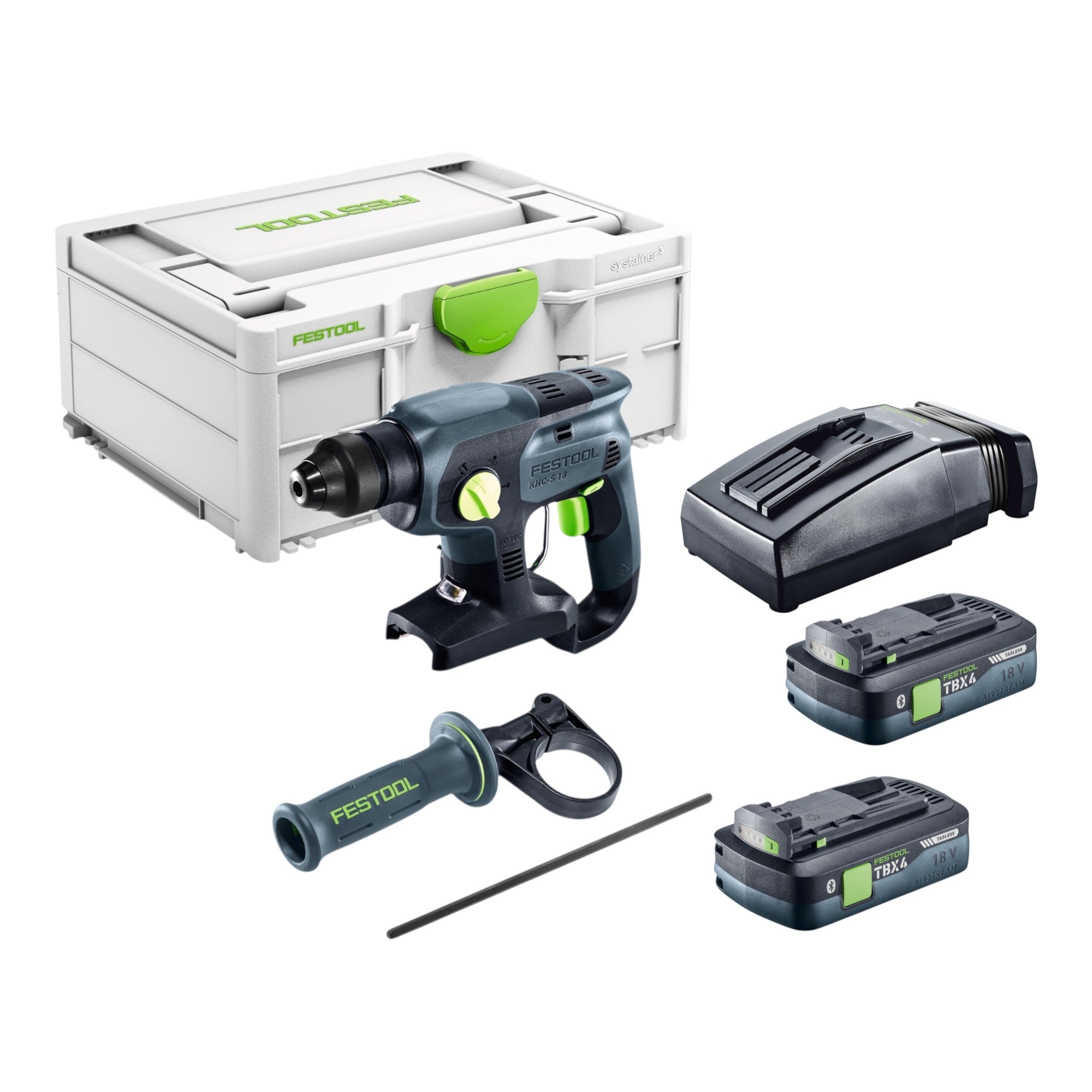 Festool KHC S 18 Basic Akku Kombihammer 18 V 1 7 J SDS plus 2x Akku 4 0 Ah Ladegeraet Systainer 0 - toolbrothers