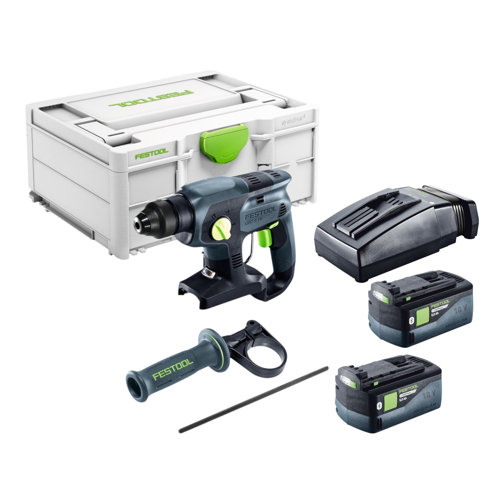 Festool KHC S 18 Basic Akku Kombihammer 18 V 1 7 J SDS plus 2x Akku 5 0 Ah Ladegeraet Systainer 0 - toolbrothers