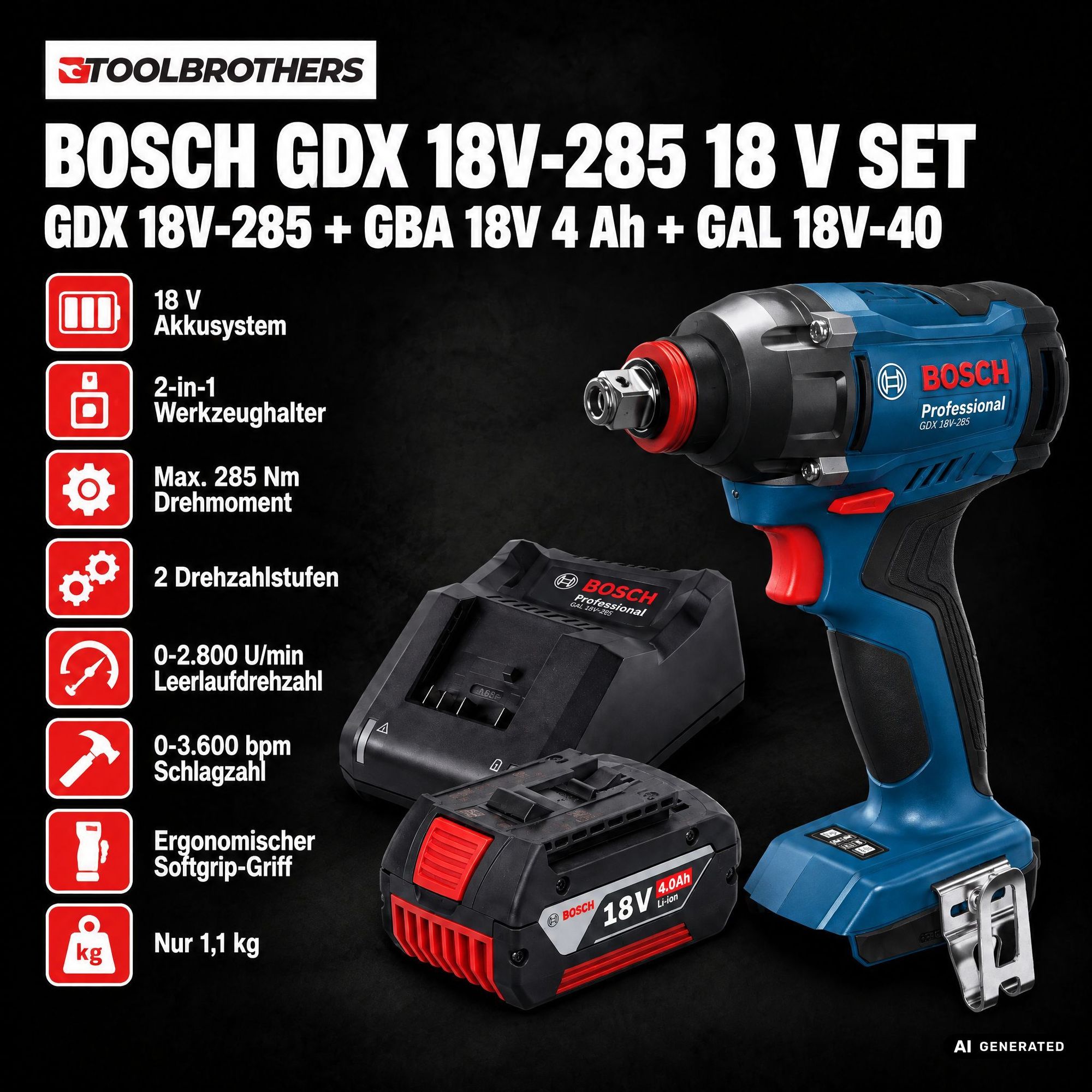 Toolbrothers Powertools Kalender 2026 Bosch GDX 18V 285 Professional Edition Gr L 1 - toolbrothers