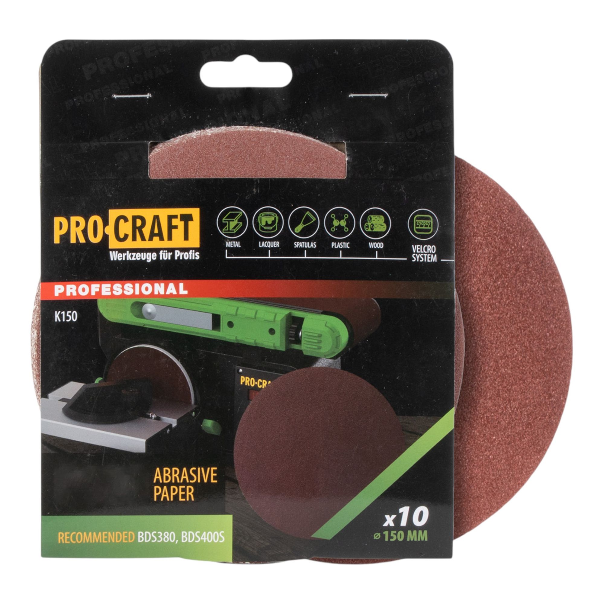 Procraft K150 180 Schleifpapier Klett 150 mm P180 20 Stk fuer Exzenterschleifer 1 - toolbrothers