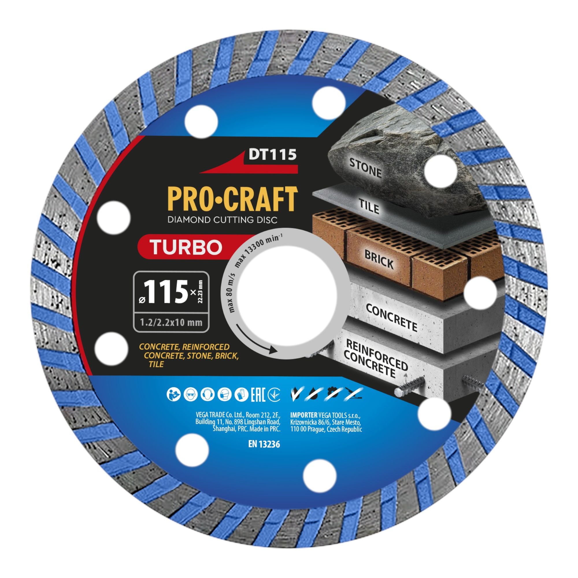 Procraft DT115 Diamanttrennscheibe Turbo 115 x 22 23 mm 10 Stueck 1 - toolbrothers