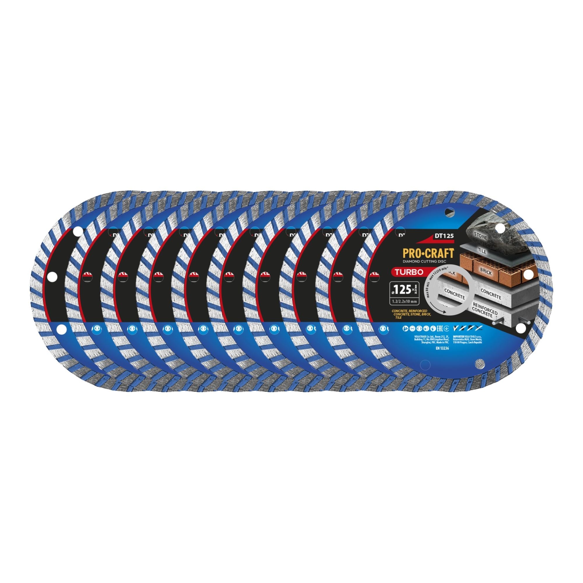 Procraft DT125 Diamanttrennscheibe Turbo 125 x 22 23 mm 10 Stueck 0 - toolbrothers