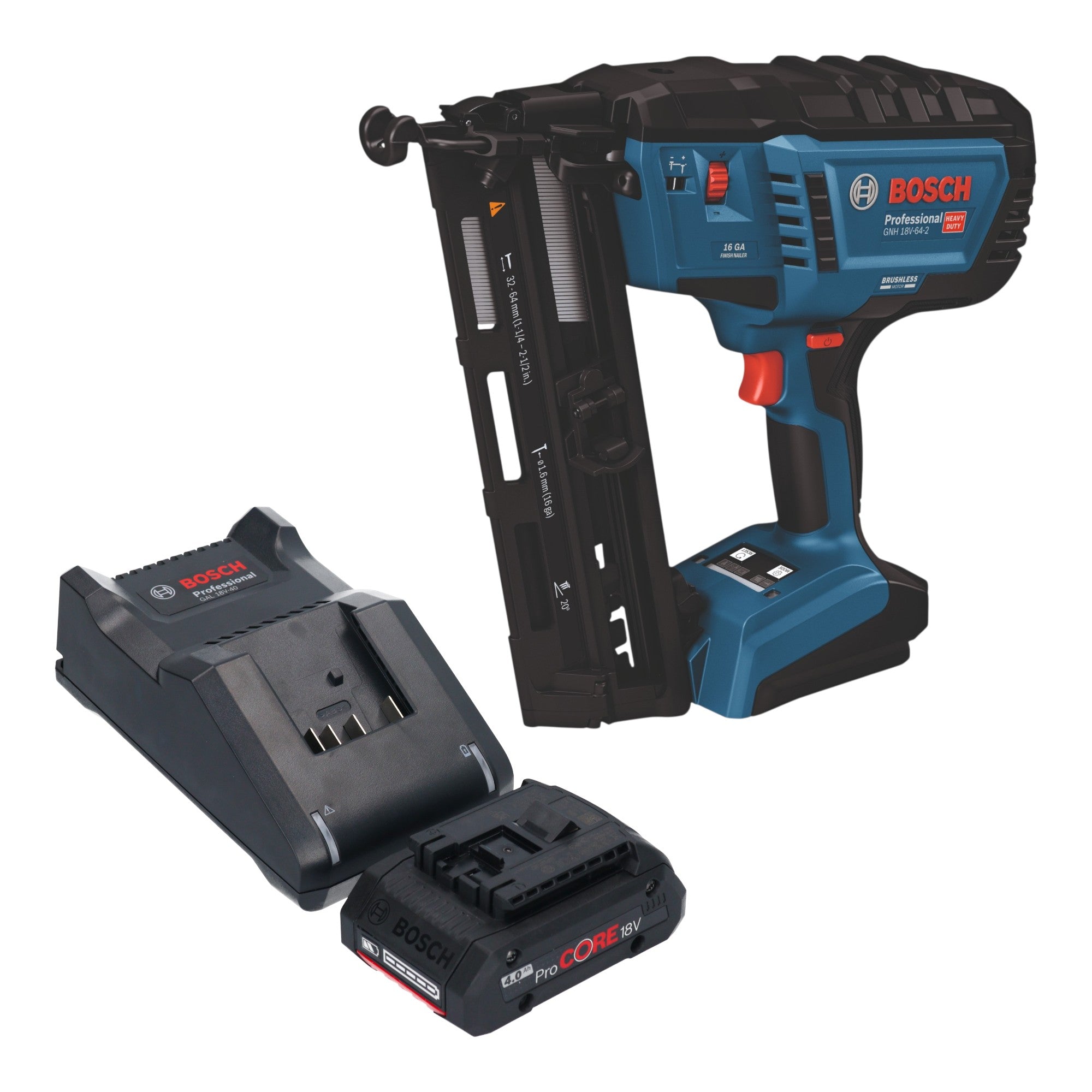 Bosch GNH 18V 64 2 Professional Akku Holznagler 18 V 1 6 x 32 64 mm Brushless 1x ProCORE Akku 4 0 Ah Ladegeraet 0 - toolbrothers