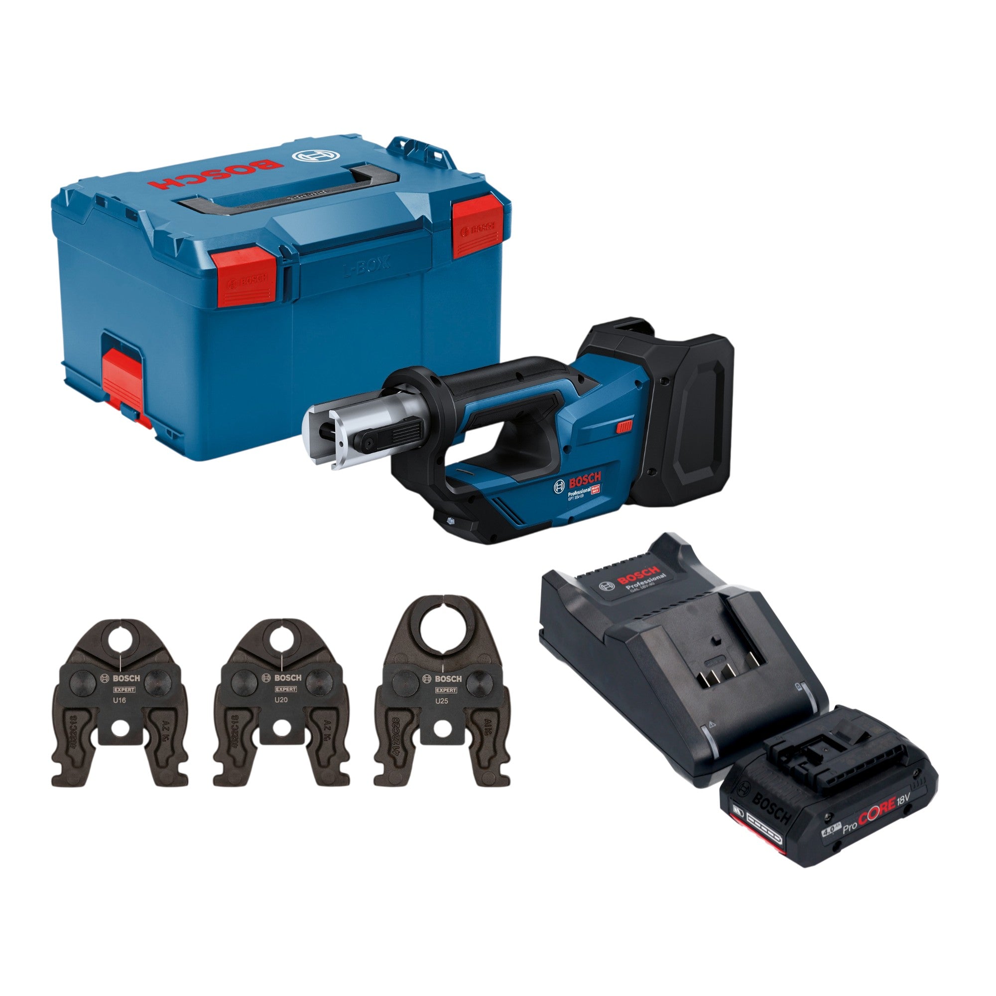 Bosch GPT 18V 19 Professional Akku Presswerkzeug 18 V 21 kN 1x ProCORE Akku 4 0 Ah Ladegeraet 3x Pressbacke L Boxx 0 - toolbrothers