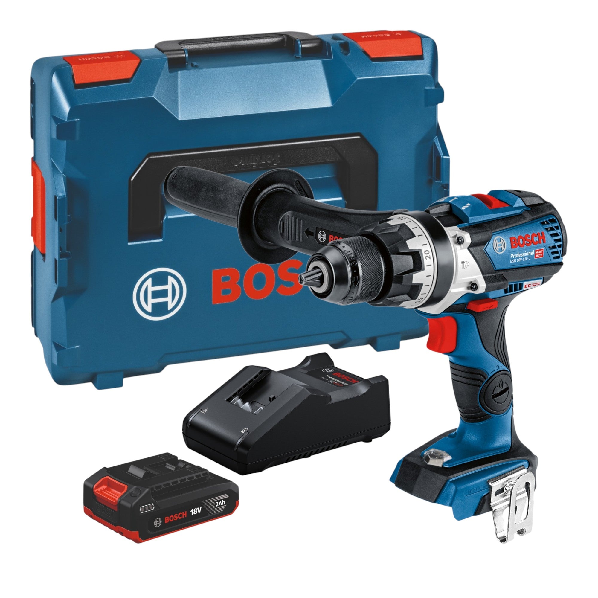 Bosch GSB 18V 110 C Akku Schlagbohrschrauber Professional 18V 110Nm 1x Akku 2 0 Ah Ladegeraet L Boxx 0 - toolbrothers