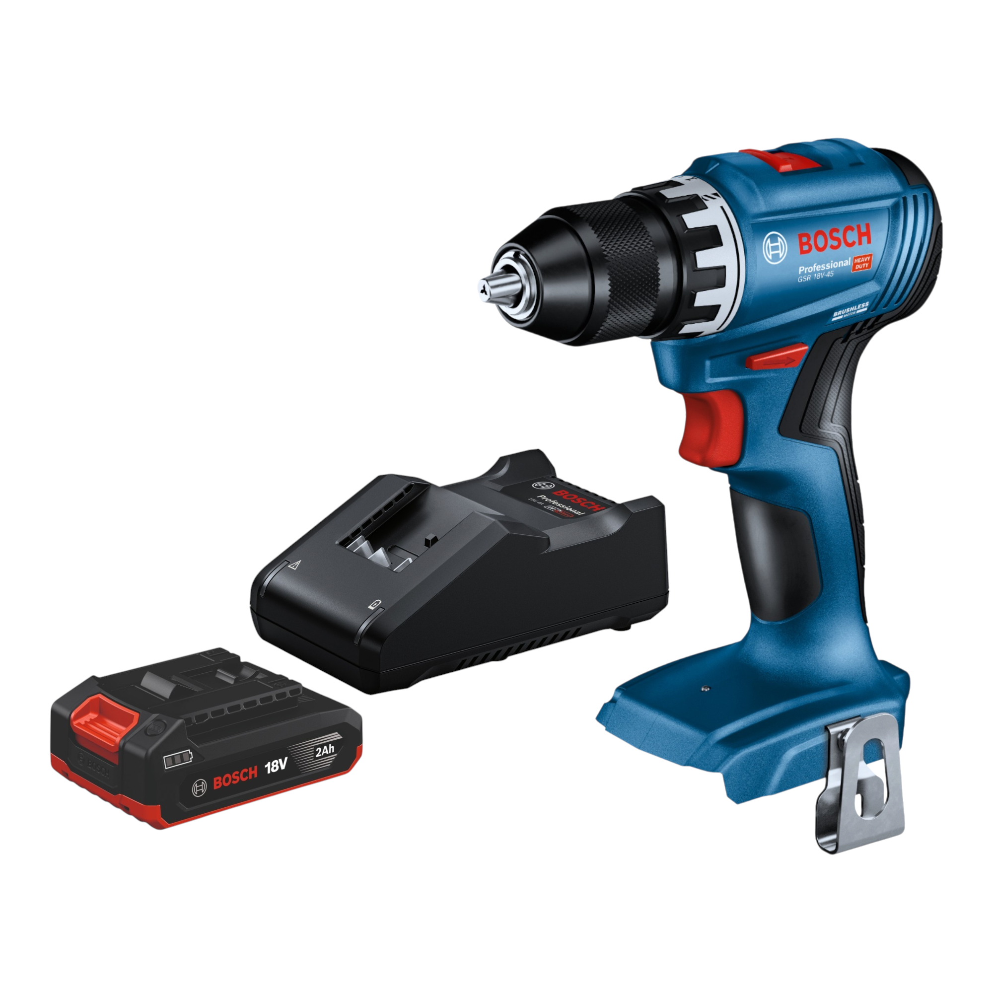 Bosch GSR 18V 45 Professional Akku Bohrschrauber 18 V 45 Nm Brushless 1x Akku 2 0 Ah Ladegeraet 0 - toolbrothers
