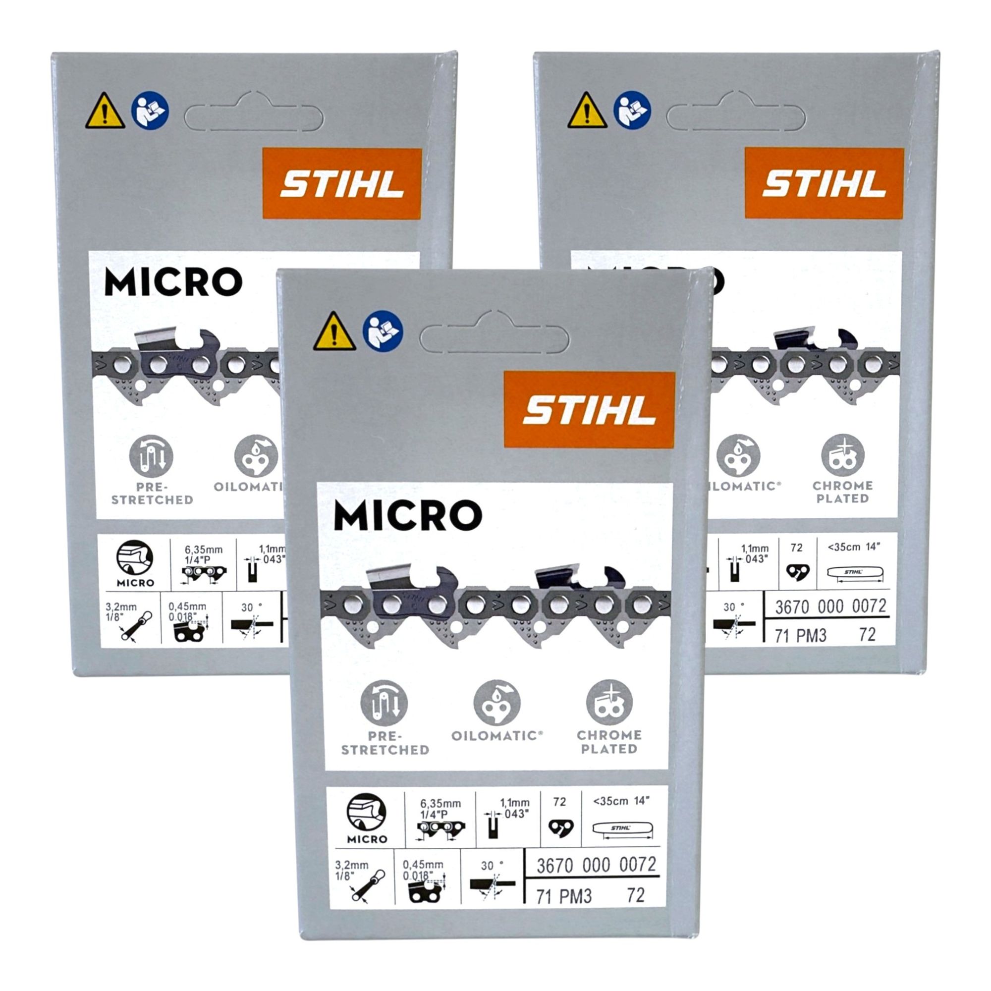 STIHL 3x 1 4 Picco Micro 3 PM3 Saegekette 35 cm 1 4 P 1 1 mm 72 TG 3x 36700000072  0 - toolbrothers