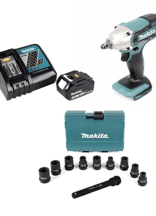 Makita DTW 190 RF1 18V Akku Schlagschrauber 190Nm 1/2" 18V + 1x Akku 3,0Ah + Schnellladegerät + Steckschlüssel Nuss Set + Verlängerung 150mm - Toolbrothers