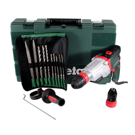 Metabo UHEV 2860-2 Quick Multihammer 1100 W 3,4 J SDS Plus ( 600713510 ) mit Meißel und Bohrer 10tlg. - Toolbrothers