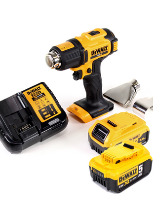 DeWalt DCE 530 P2 Akku Heißluftpistole 18V 530°C + 2x Akku 5,0Ah + 1x Lader + Flächen- und Reflektordüse - Toolbrothers