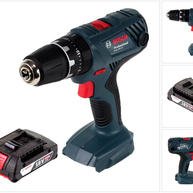 Bosch GSB 18V-21 Akku Schlagbohrschrauber 18V 55Nm + 1x Akku 2,0Ah - ohne Ladegerät - Toolbrothers