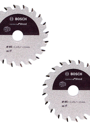 Bosch Kreissägeblatt Standard for Wood 85 x 1,1 x 15 mm 20 Zähne (2x 2608837666 ) - Toolbrothers