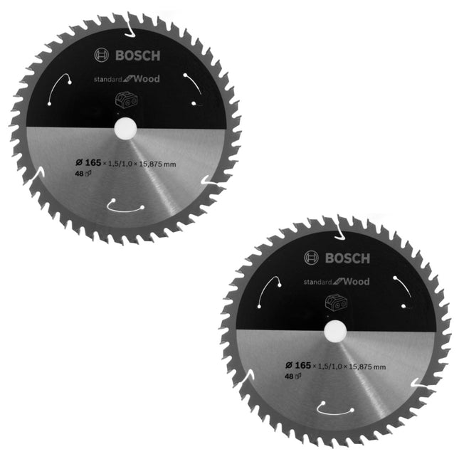 Bosch Kreissägeblatt Standard for Wood 165 x 1,5 x 15,875 mm 48 Zähne (2x 2608837683 ) - Toolbrothers