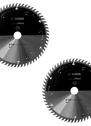 Bosch Kreissägeblatt Standard for Wood 254 x 2,2 x 30 mm 60 Zähne (2x 2608837736 ) - Toolbrothers