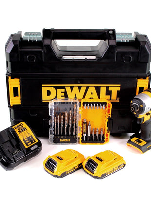 DeWalt DCF 887 Visseuse à Chocs sans fil 18 V brushless avec Mandrin de 1/4" + boîtier TStak + 2x Batteries 2 Ah + Chargeur