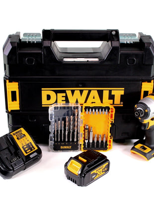 Clé à chocs sans fil DeWalt DCF 887 M1 18V 205Nm 1/4" sans balais + jeu de 19 forets + 1x batterie 4,0Ah + chargeur rapide + TSTAK