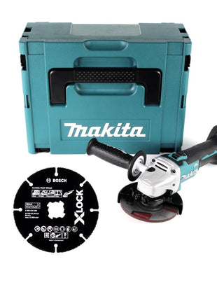 Makita DGA 511 ZJ Akku Winkelschleifer 18V 125mm Brushless + Trennscheibe + Makpac - ohne Akku, ohne Ladegerät