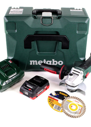 Meuleuse d'angle sur batterie Metabo W 18 LTX 125 Quick 18V 125mm en MetaLoc + 1x batterie 4,0 Ah + chargeur + disques à tronçonner