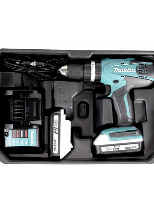 Taladro percutor inalámbrico Makita HP 457 DWE 18V 42Nm Serie G + 2x baterías 1,5Ah + cargador - sin estuche