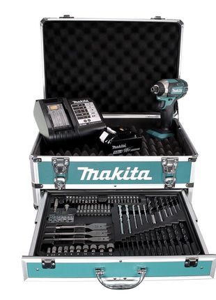 Makita DTD 152 STX4 clé à chocs sans fil 18V 165Nm 1/4" + 1x batterie 5,0Ah + chargeur + jeu de 70 forets + mallette