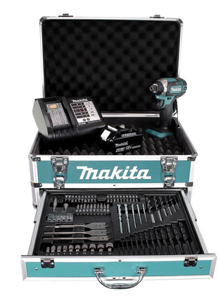 Makita DTD 152 SGX4 clé à chocs sans fil 18V 165Nm 1/4" + 1x batterie 6,0Ah + chargeur + jeu de 70 forets + mallette