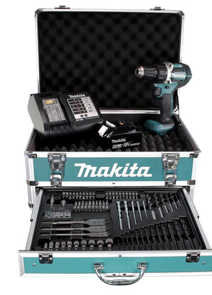 Makita DDF 484 SMX4 Akku Schlagschrauber 18V 54Nm Brushless + 1x Akku 4,0Ah + Ladegerät + 70tlg. Bit Bohrer Set + Koffer