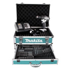 Perceuse à percussion sans fil Makita DHP 482 W SGX4 18 V 62 Nm + 1x batterie 6,0 Ah + chargeur + 70 pièces. Coffret forets + coffret