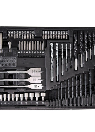 Taladro atornillador inalámbrico Makita DDF 483 SFX4 18 V 40 Nm sin escobillas + 1x batería 3,0 Ah + cargador + 70 piezas. Juego de brocas + estuche